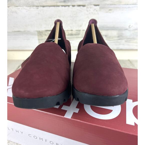Aetrex Women’s 8.5 Burgundy Leather Liz Arch Support Slip-On Loafers Flats New - Picture 4 of 8